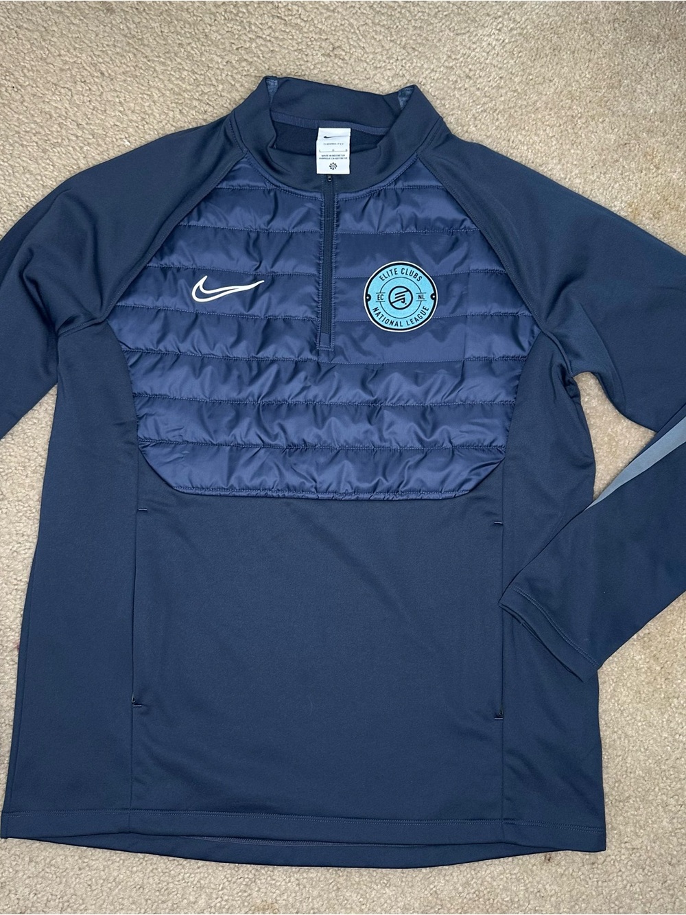 Nike Therma-FIT Elite Clubs National League ECNL 1/2 Zip Training Navy Sz Large